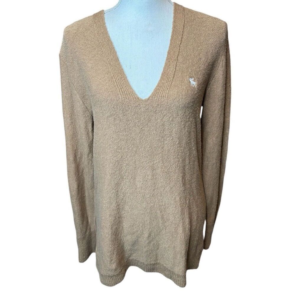 Abercrombie & Fitch Vintage Brown V-Neck Long Sleeve Sweater Y2K  Size Medium
